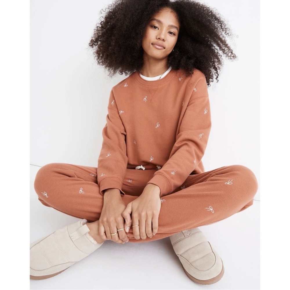 Madewell‎ Bow Embrioidered Double Crewneck Sweatshirt Relaxed Women's XXS
